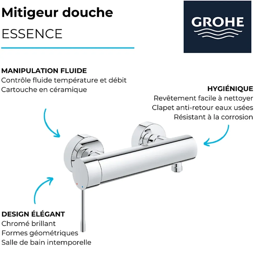 Grohe Mitigeur douche Essence Hard Graphite