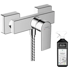 Hansgrohe Mitigeur douche mécanique cartouche 2 vitesses Vernis Shape chromé + nettoyant Briochin