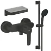 Colonne De Douche Mécanique|Grohe Mitigeur douche mécanique start Black + Ensemble de douche 2 jets avec barre Noir + Panier douche