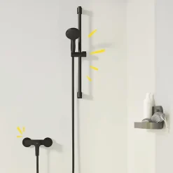 Colonne De Douche Mécanique|Grohe Mitigeur douche mécanique start Black + Ensemble de douche 2 jets avec barre Noir + Panier douche