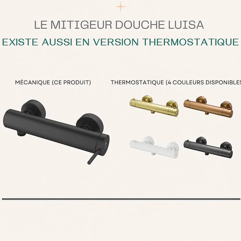 Essebagno Mitigeur douche mécanique noir Luisa