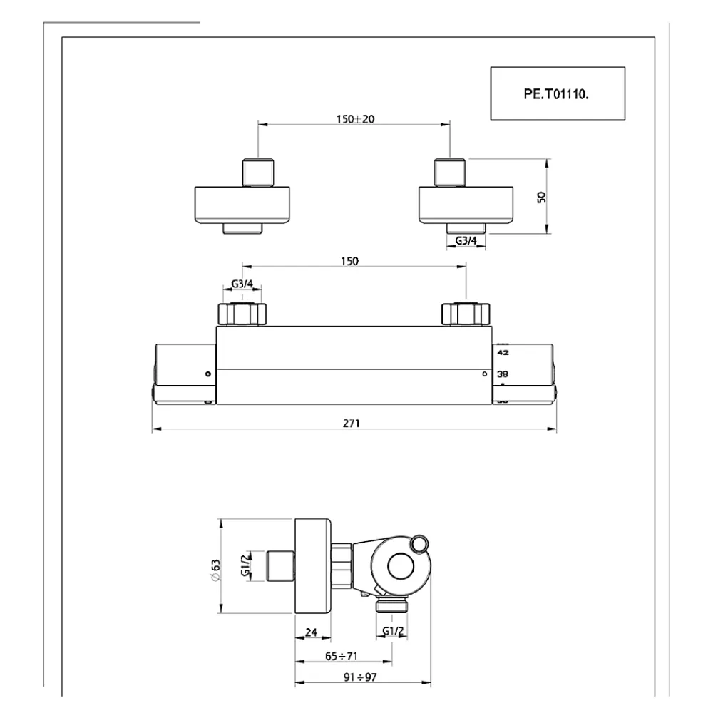 Essebagno Mitigeur douche thermostatique chromé Prime