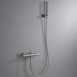 Colonne De Douche Encastrable|Imex Products Mitigeur douche thermostatique nickel brosse en laiton et zamac avec support et flexible