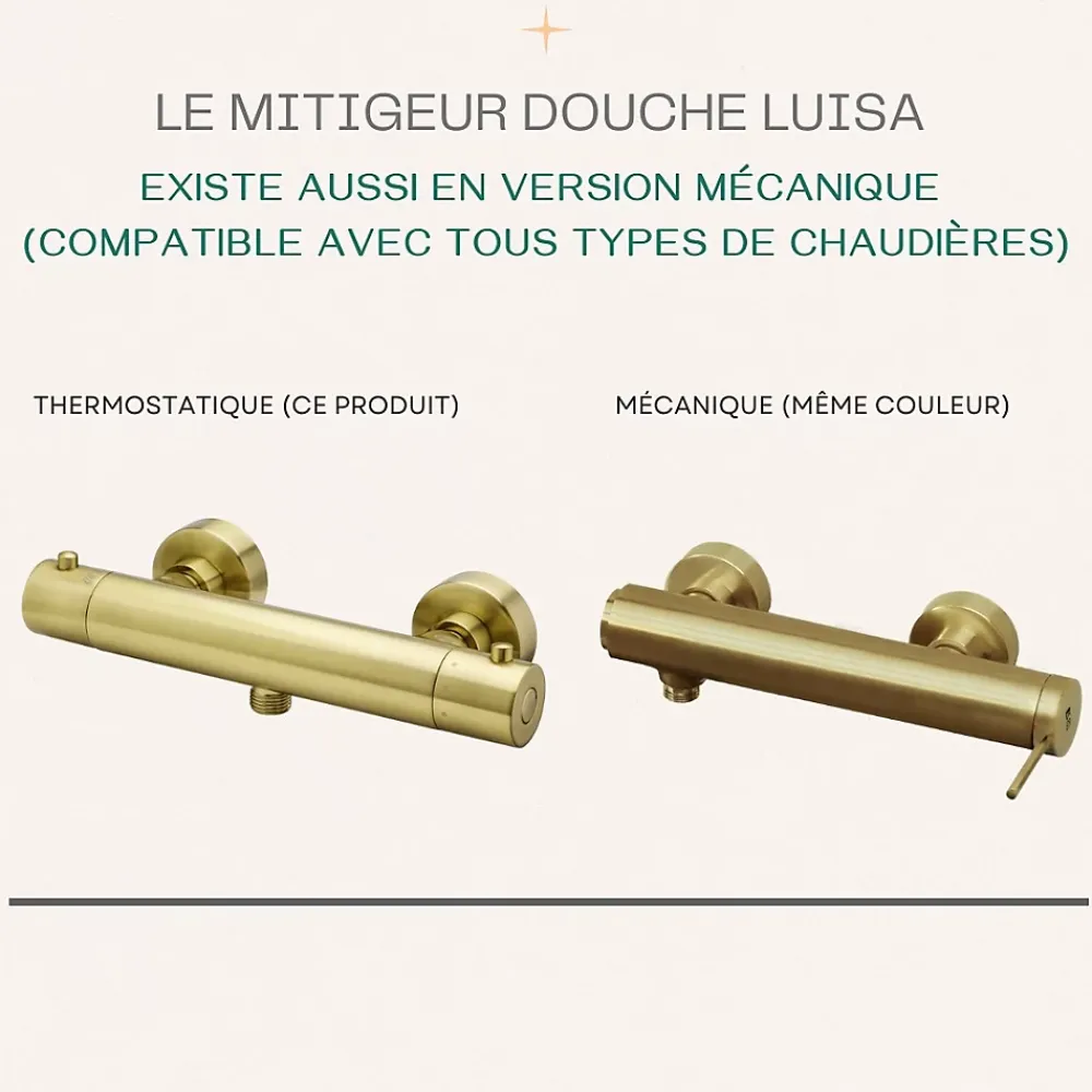 Essebagno Mitigeur douche thermostatique Or brossé Luisa