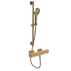 Villeroy & Boch Mitigeur douche thermostatique VILLEROY ET BOCH Universal rectangle + Ensemble de douche Verve Showers 3 jets Or brossé
