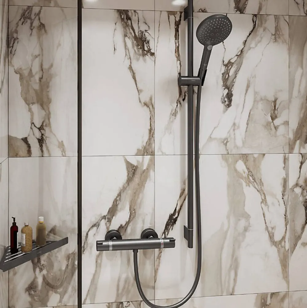 Hansgrohe Mitigeur douche thermostatique Ecostat Comfort noir chromé brossé