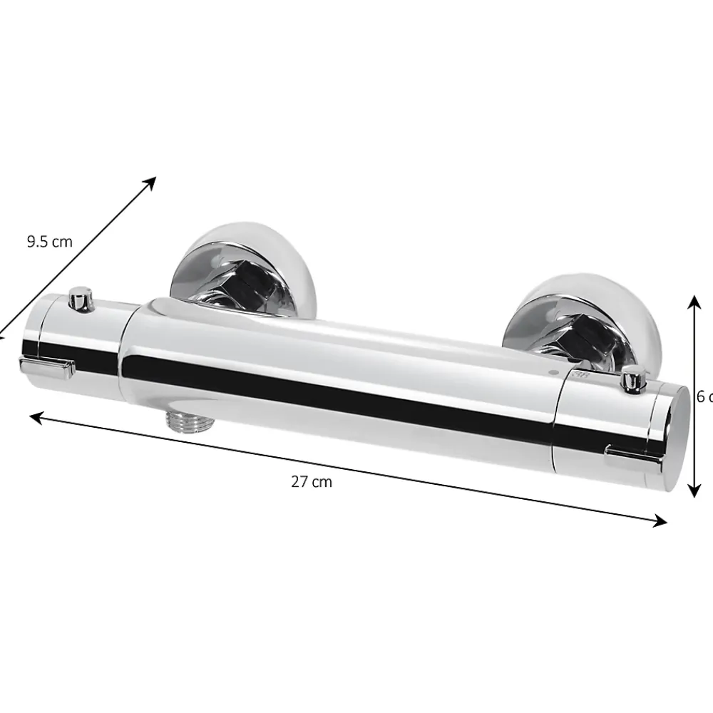Robinet De Douche|GoodHome Mitigeur douche thermostatique, chrome, Mayas