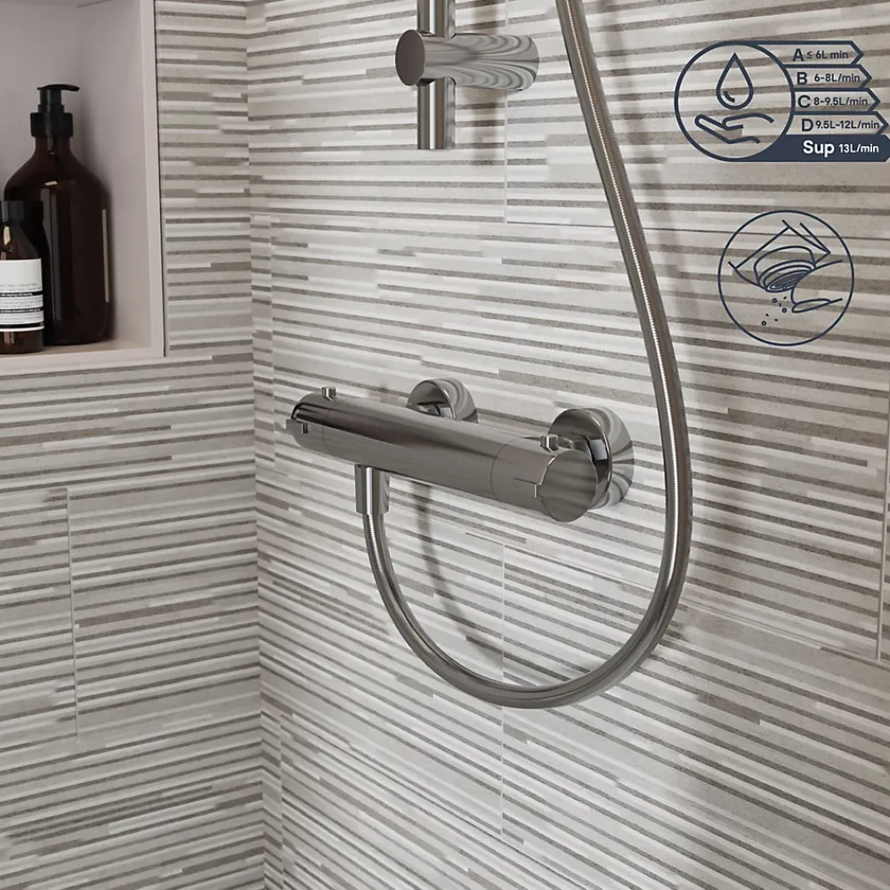 Robinet De Douche|GoodHome Mitigeur douche thermostatique, chrome, Mayas