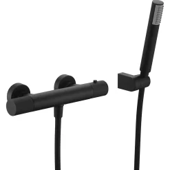 Colonne De Douche Encastrable|Imex Products Mitigeur douche thermostatique noir mat en laiton et zamac avec support ABS