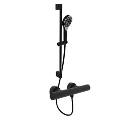 Colonne De Douche Thermostatique|Villeroy & Boch Mitigeur douche thermostatique VILLEROY ET BOCH Universal rond + Ensemble de douche Verve Showers 3 jets noir mat
