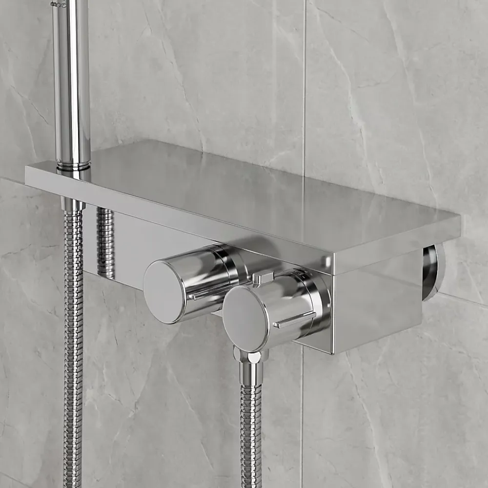 Robinet De Douche|GoodHome Mitigeur douche thermostatique chrome Kolima