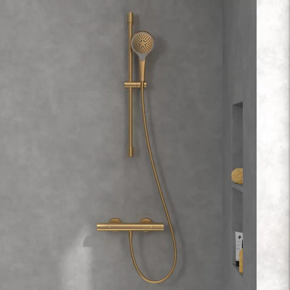 Robinet De Douche|Villeroy & Boch Mitigeur douche thermostatique VILLEROY ET BOCH Universal rond Or brossé