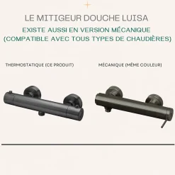 Essebagno Mitigeur douche thermostatique gun métal Luisa