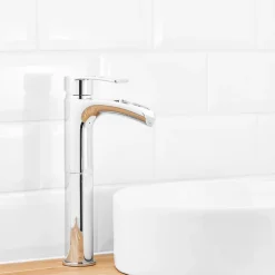 Robinet Lavabo Et Vasque|GoodHome Mitigeur haut de lavabo chromé effet chute d'eau Olmeto
