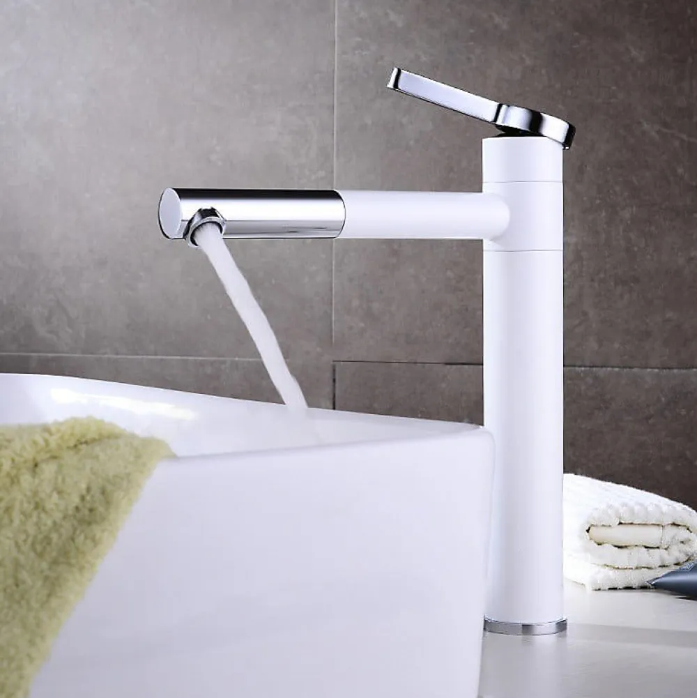 Robinet Lave-Mains|Kroos Mitigeur haut vasque Blanc & Chromé - Graffias