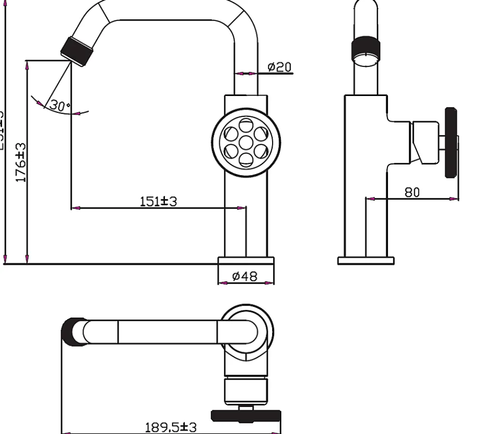 Essebagno Mitigeur lavabo bas gris gun métal Indus