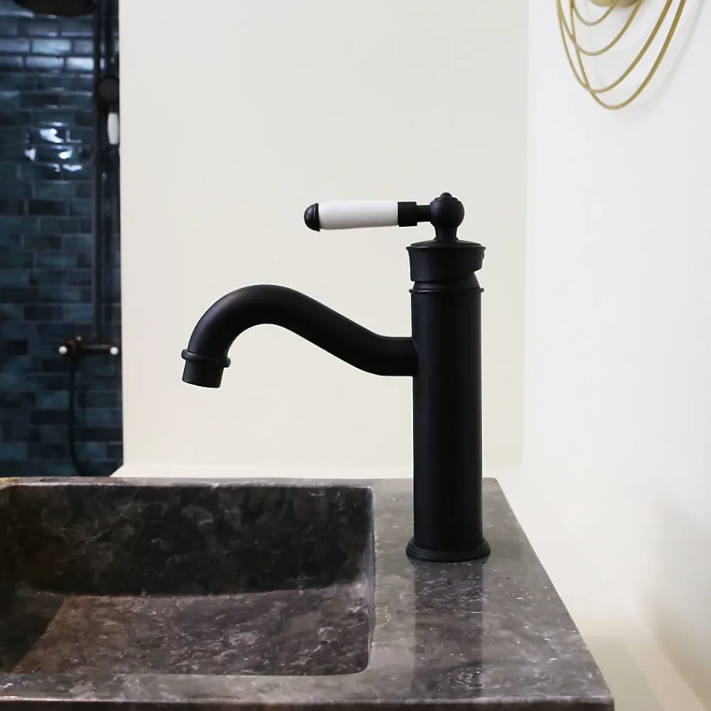 Robinet Lavabo Et Vasque|Essebagno Mitigeur lavabo bas noir Leeds