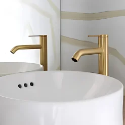 Robinet Lavabo Et Vasque|Jacob Delafon Mitigeur lavabo bec haut Grands Boulevards sans vidage Laiton brossé