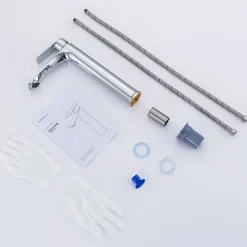 Homelody Mitigeur Lavabo Chromé Bec Haut Monocommande Robinet de Lavabo Eau Chaude et Froide pour Vasque à Poser Salle de Bain