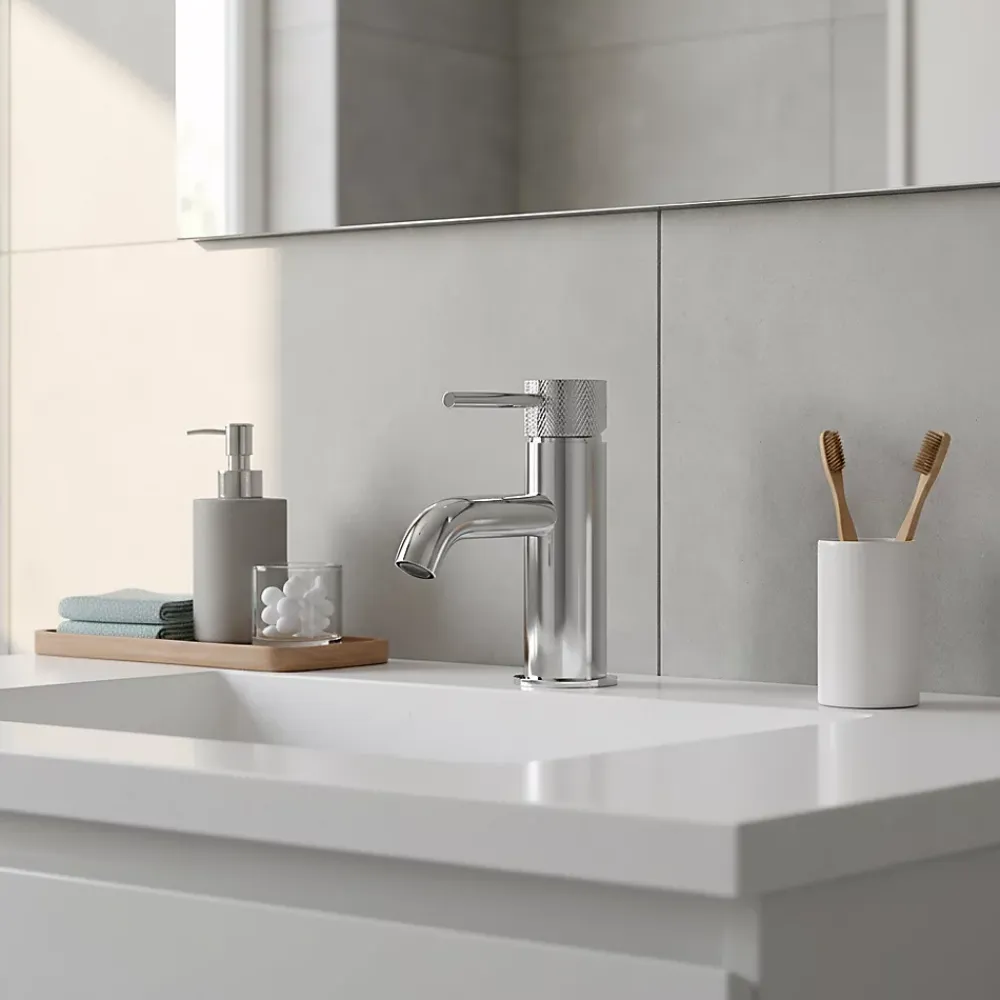 Robinet Lavabo Et Vasque|GoodHome Mitigeur lavabo effet chrome taille M, Owens