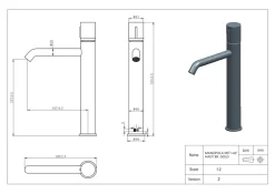 Robinet Lavabo Et Vasque|Essebagno Mitigeur lavabo haut avec vidage en laiton doré et marbre blanc, Manopola