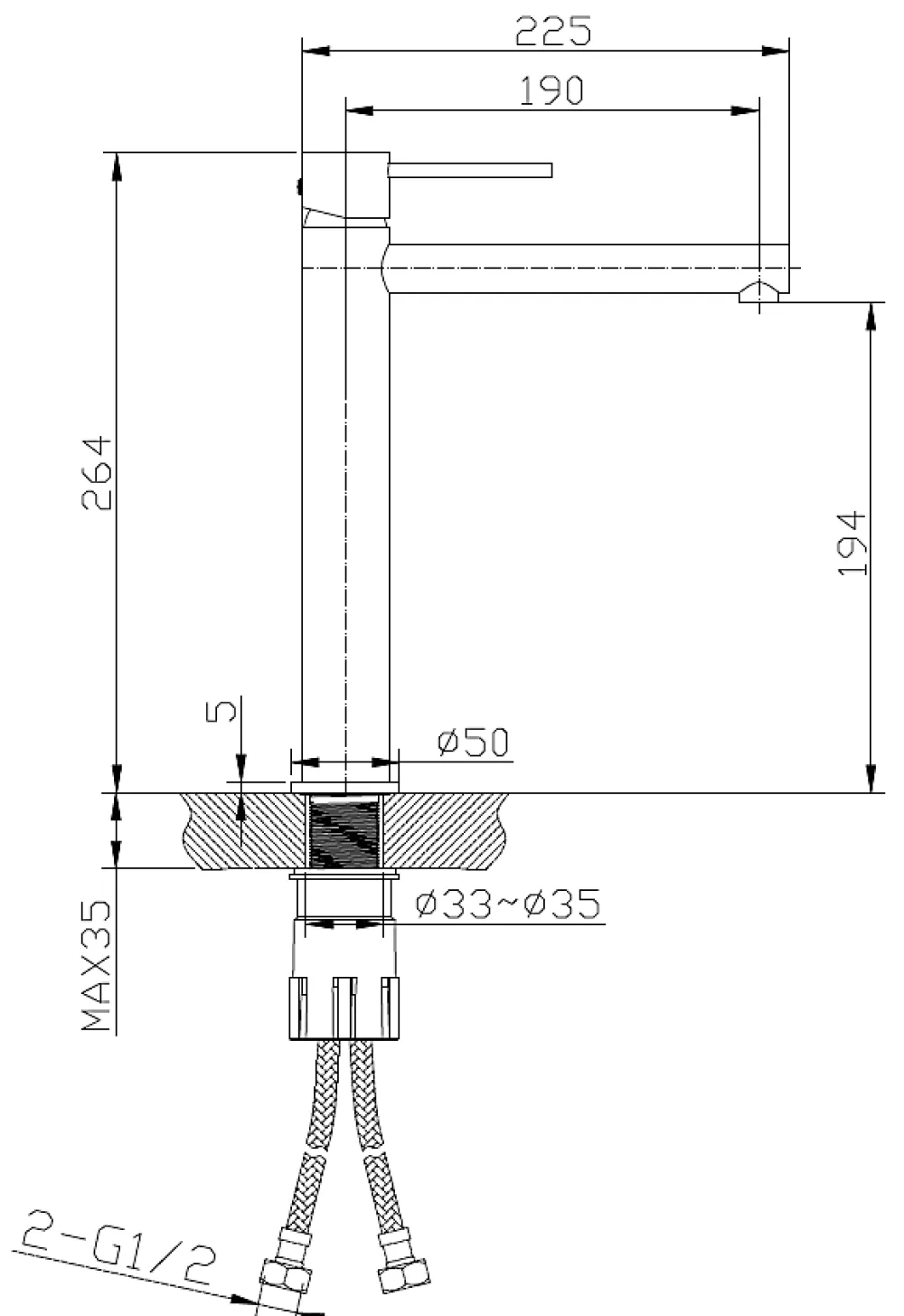 Robinet Lavabo Et Vasque|Essebagno Mitigeur lavabo haut façon inox et or rose Envol