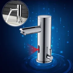 Auralum Max Mitigeur lavabo Infrarouge robinet lavabo capteur automatique, Robinet de Salle de Bain en Laiton Chromé