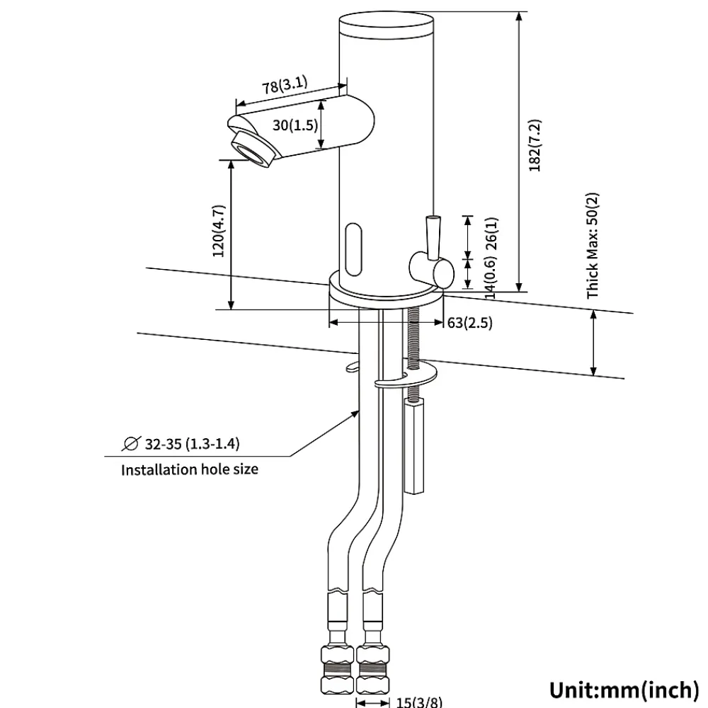 Auralum Max Mitigeur lavabo Infrarouge robinet lavabo capteur automatique, Robinet de Salle de Bain en Laiton Chromé