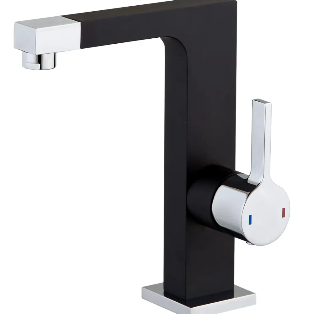 Essebagno Mitigeur lavabo noir chromé Short