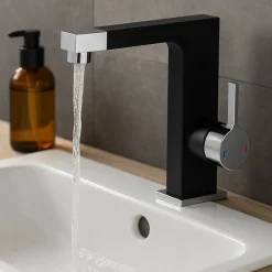 Essebagno Mitigeur lavabo noir chromé Short