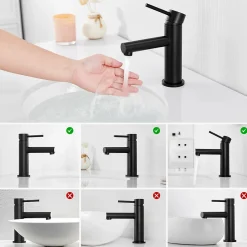Cecipa Max Mitigeur Lavabo, Robinet Lavabo ,Robinet de Salle Bain à économie d'eau Monocommande avec Aérateur Démotable, Noir