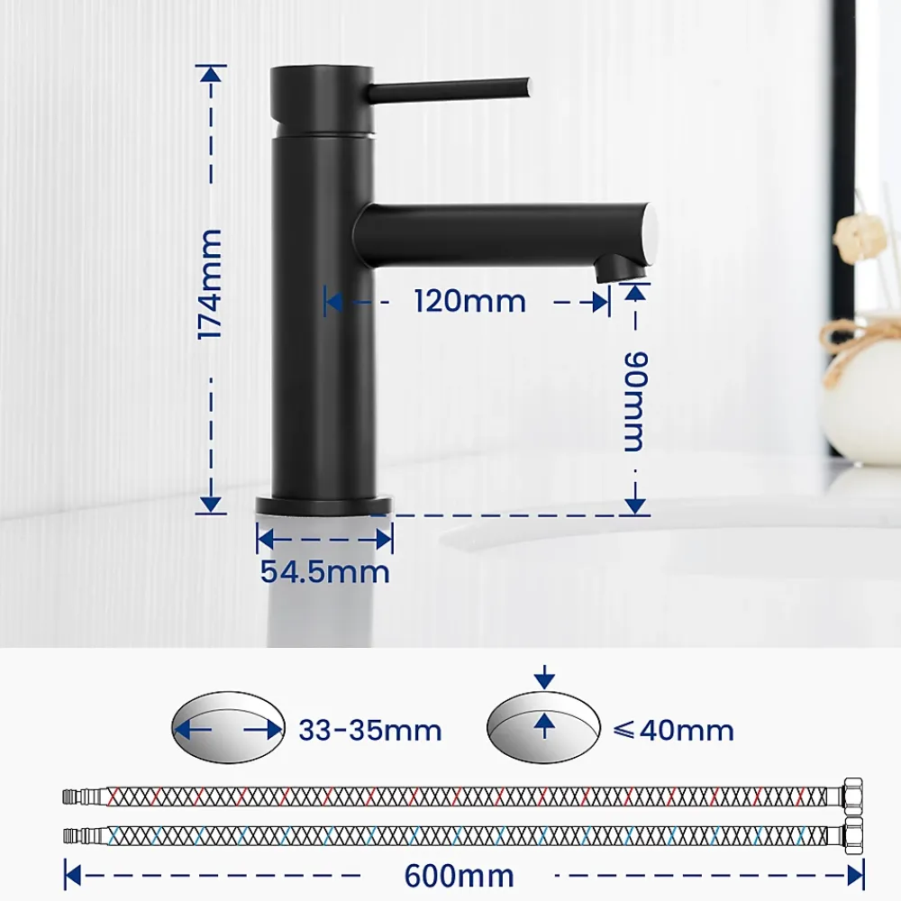 Cecipa Max Mitigeur Lavabo, Robinet Lavabo ,Robinet de Salle Bain à économie d'eau Monocommande avec Aérateur Démotable, Noir