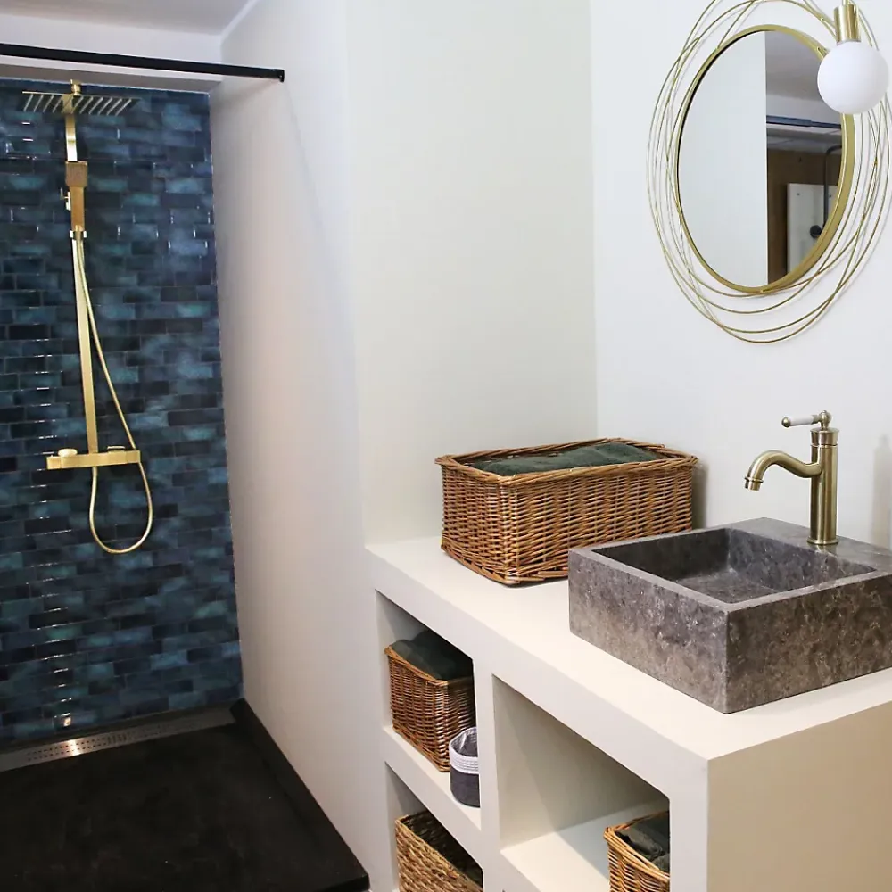 Essebagno Mitigeur lavabo rétro bas or brossé Leeds