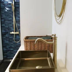 Essebagno Mitigeur lavabo rétro haut or brossé Leeds