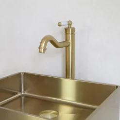 Essebagno Mitigeur lavabo rétro haut or brossé Leeds