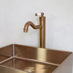 Robinet Lavabo Et Vasque|Essebagno Mitigeur lavabo rétro haut cuivre brossé Leeds