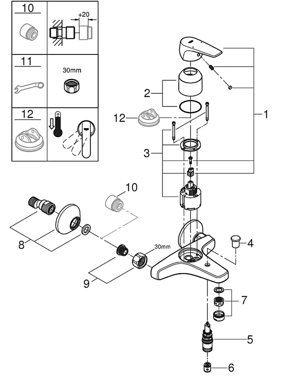 Robinet De Baignoire|Grohe Mitigeur mécanique bain/douche chrome Start Flow