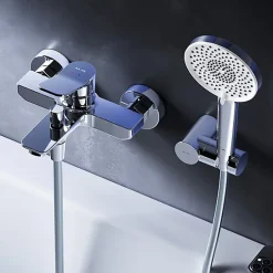 Robinet De Baignoire|Am.Pm Europe Mitigeur mécanique de baignoire avec douchette et support Robinet Salle de Bain Chromé, FXA15000 X-Joy AM.PM