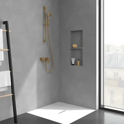 Colonne De Douche Mécanique|Villeroy & Boch Mitigeur mécanique douche VILLEROY ET BOCH Architectura Square + Ensemble de douche Verve Showers 3 jets Or brossé