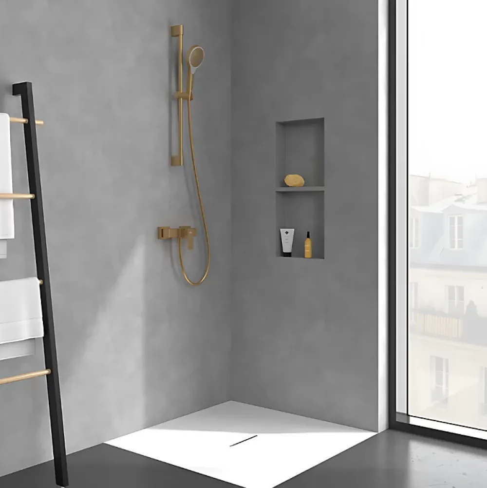Colonne De Douche Mécanique|Villeroy & Boch Mitigeur mécanique douche VILLEROY ET BOCH Architectura Square + Ensemble de douche Verve Showers 3 jets Or brossé