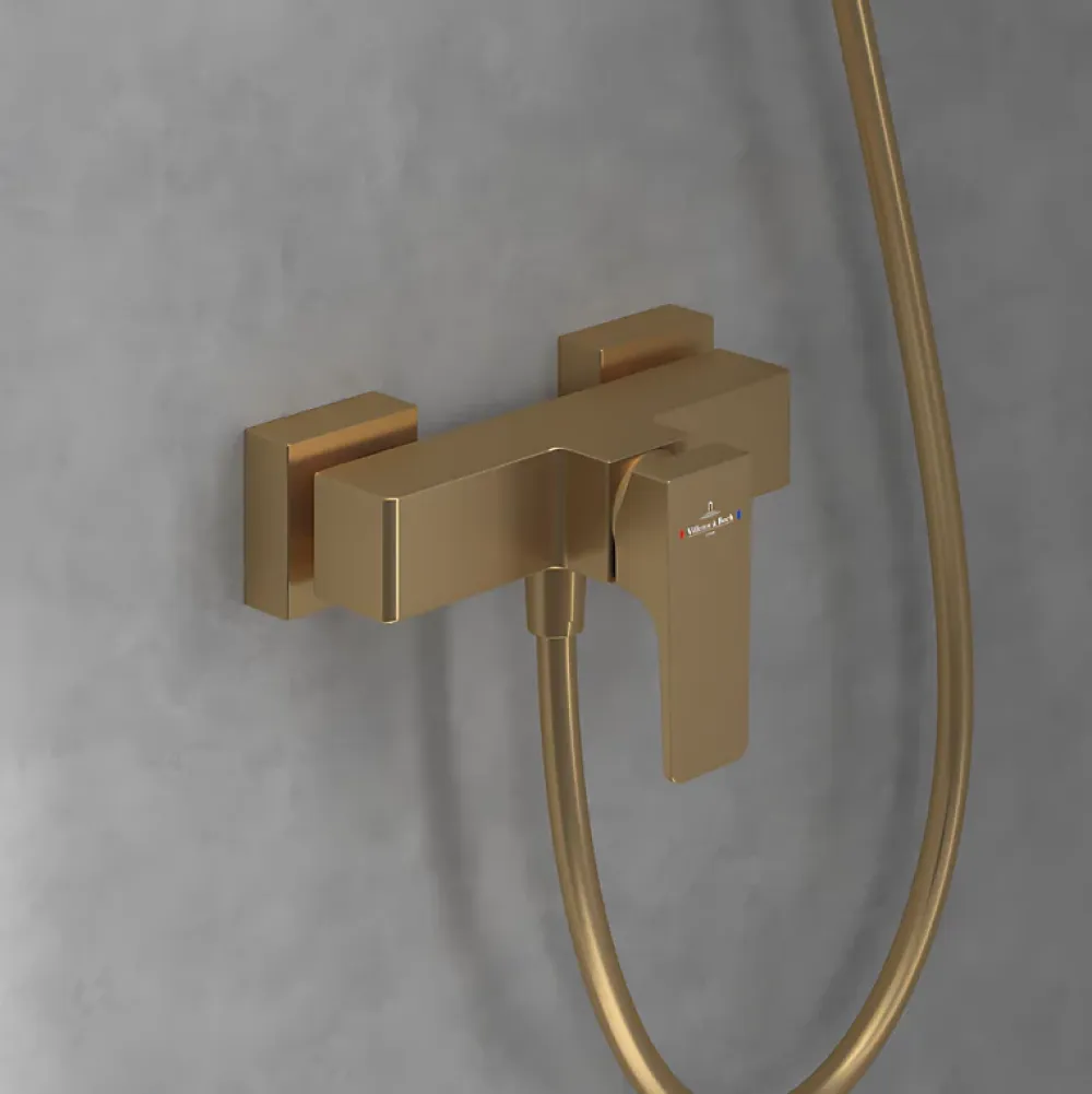 Colonne De Douche Mécanique|Villeroy & Boch Mitigeur mécanique douche VILLEROY ET BOCH Architectura Square + Ensemble de douche Verve Showers 3 jets Or brossé