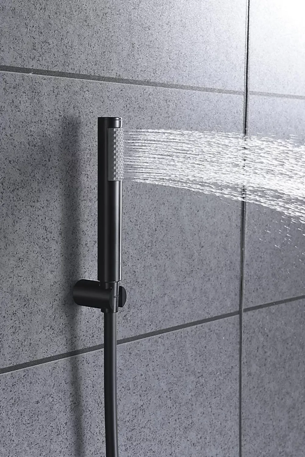Robinet De Baignoire|Imex Products Mitigeur monocommande noir mat en laiton et zamac avec douchette et flexible PVC 180 cm