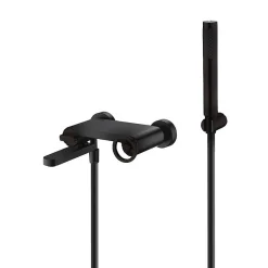 Robinet De Baignoire|Imex Products Mitigeur monocommande noir mat en laiton et zamac avec douchette et flexible PVC 180 cm