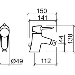 Robinet De Bidet|Sanindusa Mitigeur pour bidet à mousseur orientable Torus chromé livré avec 2 flexibles et son vidage à tirette