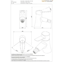 Sanindusa Mitigeur pour bidet à mousseur orientable Torus chromé