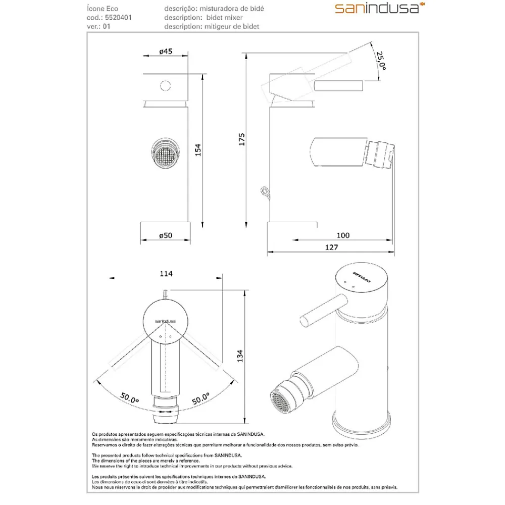 Robinet De Bidet|Sanindusa Mitigeur pour bidet bec contemporain mousseur Éco orientable Éco Tube chromé livré avec 2 flexibles