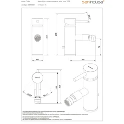 Sanindusa Mitigeur pour bidet bec contemporain Tube chromé livré avec 2 flexibles et son vidage à tirette
