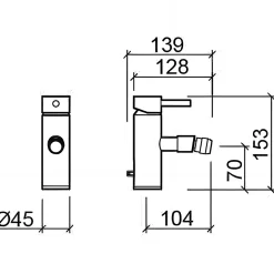 Sanindusa Mitigeur pour bidet bec contemporain mousseur Éco Tube chromé livré avec 2 flexibles et son vidage à tirette