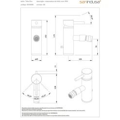 Sanindusa Mitigeur pour bidet bec contemporain mousseur Éco Tube chromé livré avec 2 flexibles et son vidage à tirette