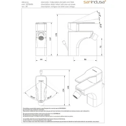 Sanindusa Mitigeur pour bidet mousseur orientable Advance chromé système Écospot